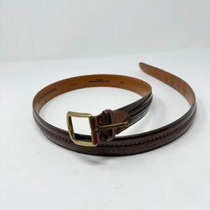 JOHNSON & MURPHY Men's 38 Belt Aniline Kipskin Shoulders Brown Leather